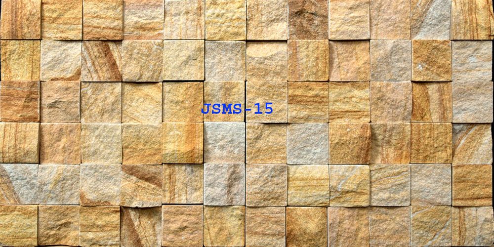 Teak Glossy Stone Mosaic Tiles For Interior and Exterior Wall